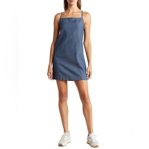Rag & Bone Sleeveless Denim Tie Back Cotton Mini Dress